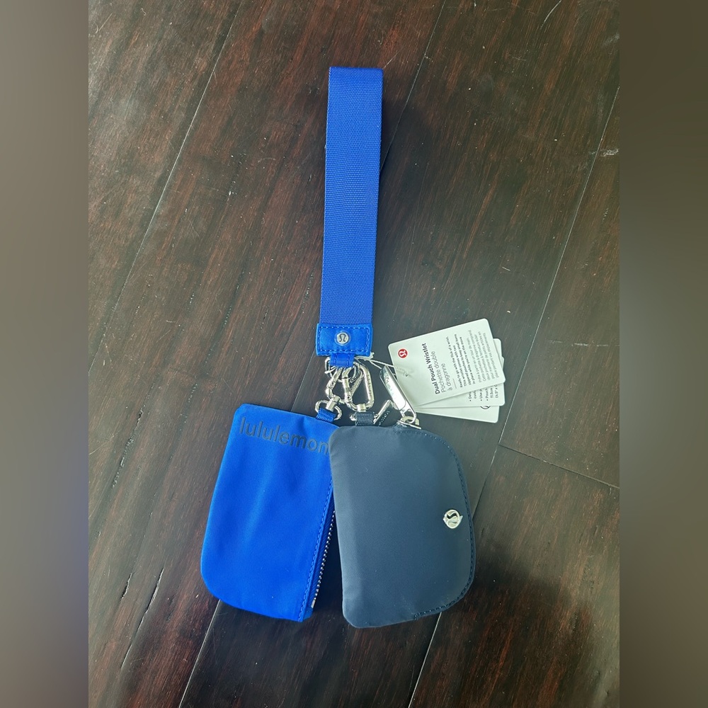 Lululemon Blue and Black dual pouch wristlet